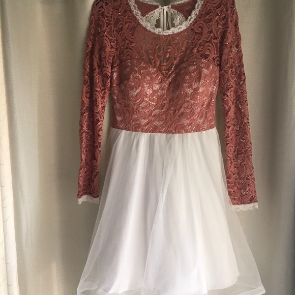 My Michelle Coral Lace Sequin Tulle Skirt Dress - Picture 6 of 10